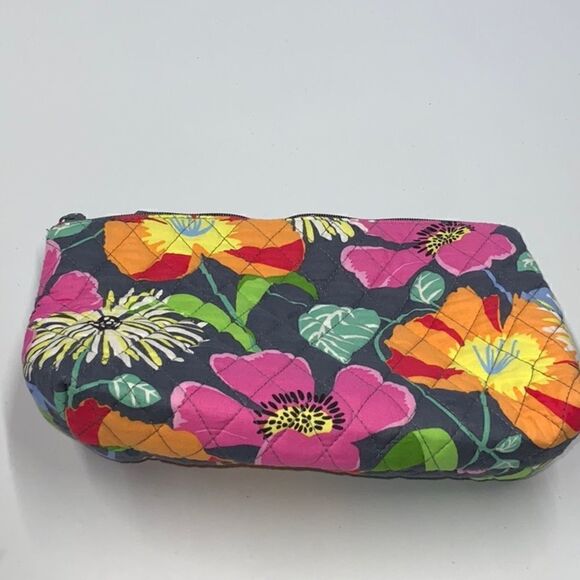 Vera Bradley Gray Floral Cosmetics Bag - Picture 1 of 3